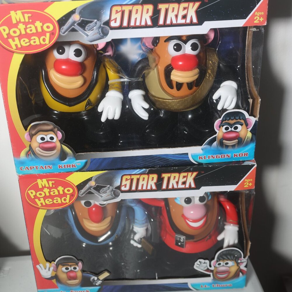 NEW 2011 HASBRO STAR TREK MR. POTATO HEAD LOT CAPTAIN KIRK KOR SPOCK LT. UHURA